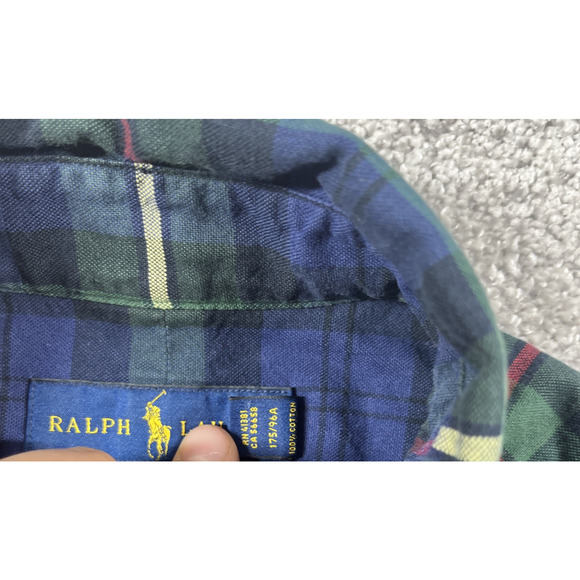 Ralph Lauren Flannel Shirt Mens Medium Button Down Tartan Plaid Cotton Pony - Picture 4 of 14